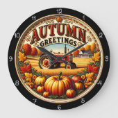 Autumn Greetings Tractor Grote Klok (Voorkant)