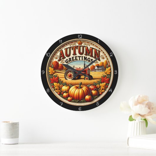 Autumn Greetings Tractor Grote Klok (Huis)