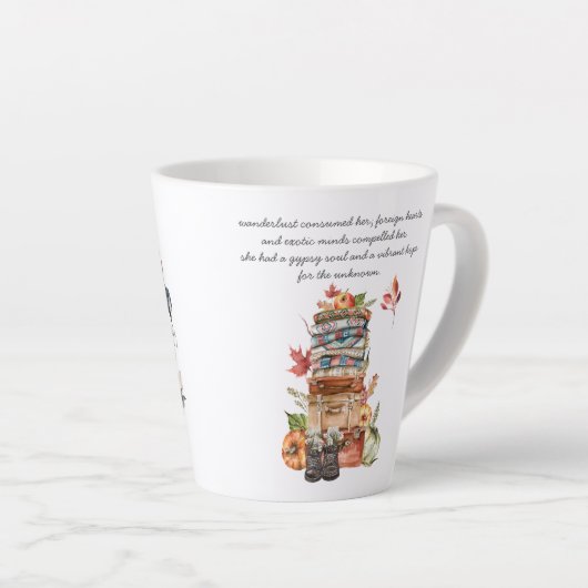 Autumn Gypsy Wildflower | Illustratie Waterverf Latte Mok (Rechterhoek)