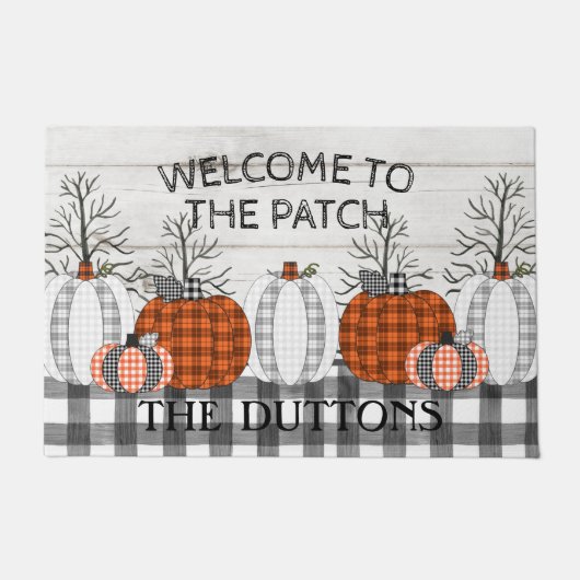 Autumn Halloween Pumpkin Monogram Deurmat (Voorkant)