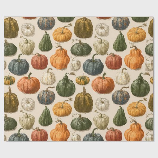 Autumn Halloween Pumpkin Vintage  Cadeaupapier (Vlak)