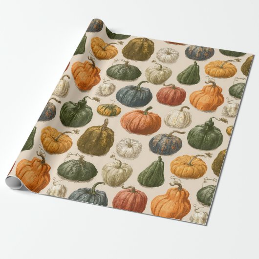 Autumn Halloween Pumpkin Vintage  Cadeaupapier (Uitgerold)