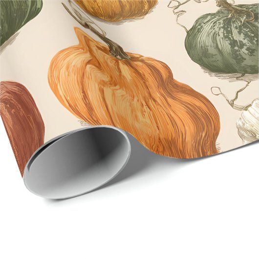 Autumn Halloween Pumpkin Vintage  Cadeaupapier (Rol Hoek)