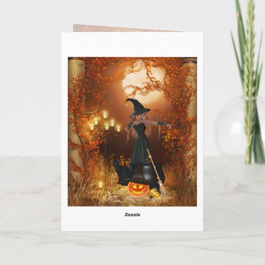Autumn Halloween Witch Kaart (Achterkant)