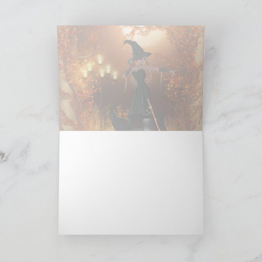 Autumn Halloween Witch Kaart (Binnen)