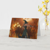 Autumn Halloween Witch Kaart (Gele Bloem)