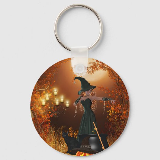 Autumn Halloween Witch Sleutelhanger (Voorkant)