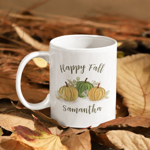 Autumn Happy Herfst Waterverf gepersonaliseerd Koffiemok
