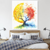 Autumn Harmony Circular Tree Art | Levendige Herfs Canvas Afdruk (Insitu (Slaapkamer))