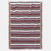 Autumn Harmony Stripes – Bourgogne, groen en grijs Deken (Voorkant Verticaal)
