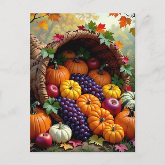 Autumn Harvest and Blessings Cornucopia  Briefkaart (Voorkant)