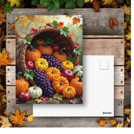 Autumn Harvest and Blessings Cornucopia  Briefkaart