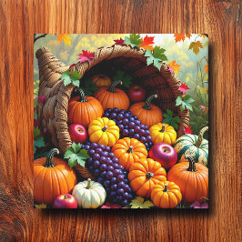 Autumn Harvest and Blessings Cornucopia  Canvas Afdruk
