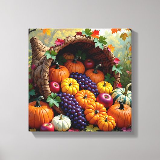 Autumn Harvest and Blessings Cornucopia Canvas Afdruk (Voorkant)