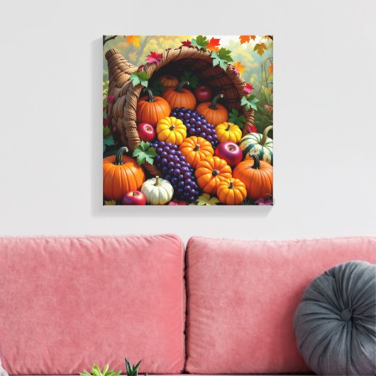Autumn Harvest and Blessings Cornucopia  Canvas Afdruk (Insitu (Woonkamer))