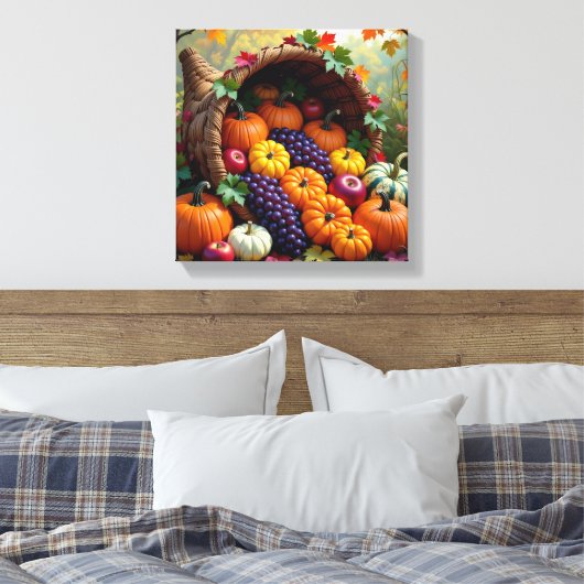 Autumn Harvest and Blessings Cornucopia  Canvas Afdruk (Insitu (Slaapkamer))