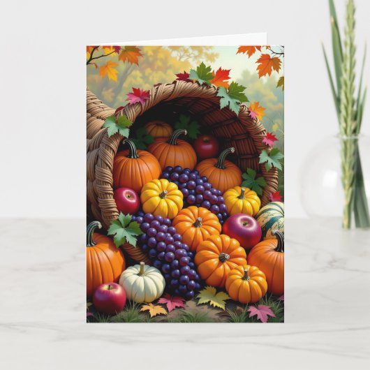 Autumn Harvest and Blessings Cornucopia  Kaart (Voorkant)