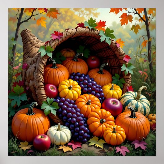 Autumn Harvest and Blessings Cornucopia Poster (Voorkant)