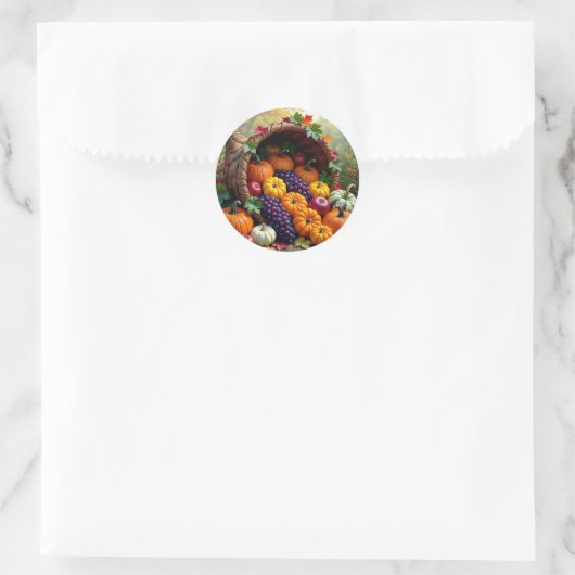Autumn Harvest and Blessings Cornucopia Ronde Sticker (Tas)