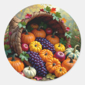 Autumn Harvest and Blessings Cornucopia Ronde Sticker (Voorkant)