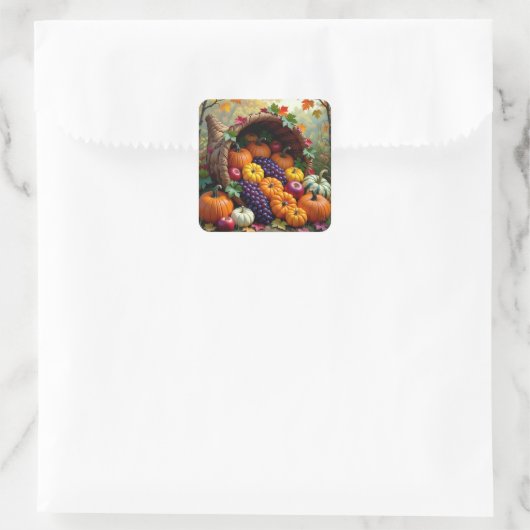 Autumn Harvest and Blessings Cornucopia  Vierkante Sticker (Tas)