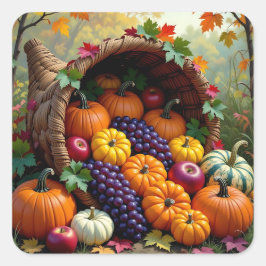 Autumn Harvest and Blessings Cornucopia  Vierkante Sticker