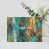 Autumn Harvest Blauwgroen Rust Gold Abstract Dank  Bedankkaart (Staand voorkant)