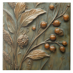 Autumn Harvest Botanical Berry Faux Relief Tegeltje