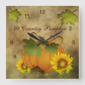 Autumn Harvest Country Pumpkin Clock Vierkante Klok (Voorkant)