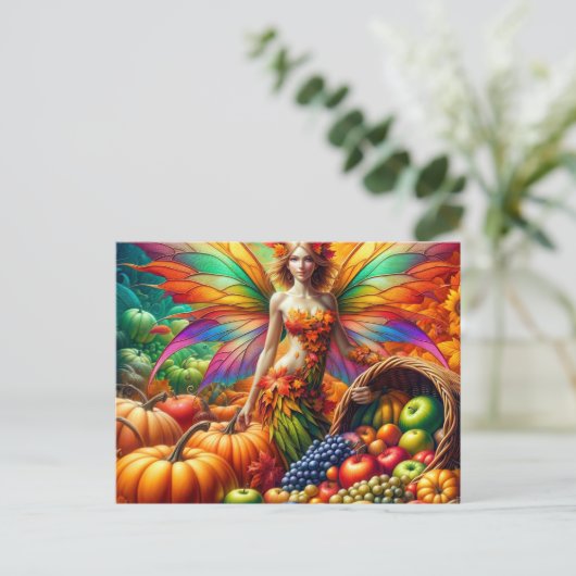 Autumn Harvest Fairy Briefkaart (Staand voorkant)