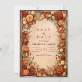 Autumn Harvest Floral Wedding Save The Date (Voorkant)