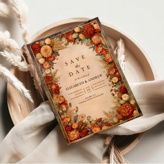 Autumn Harvest Floral Wedding Save The Date