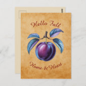 Autumn Harvest Fruit Art met aangepaste tekst Briefkaart (Voorkant / Achterkant)