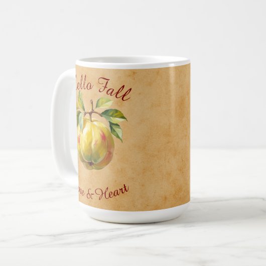 Autumn Harvest Fruit Art met aangepaste tekst Koffiemok (Voorkant links)