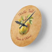 Autumn Harvest Fruit Art met aangepaste tekst Ronde Klok (Hoek)