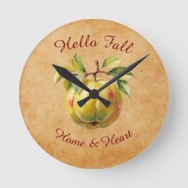 Autumn Harvest Fruit Art met aangepaste tekst Ronde Klok