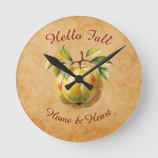 Autumn Harvest Fruit Art met aangepaste tekst Ronde Klok (Voorkant)