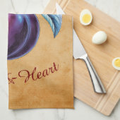 Autumn Harvest Fruit Art met aangepaste tekst Theedoek (Quarter Fold)