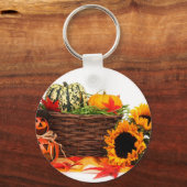 Autumn Harvest Halloween Pumpkins Herfst Zonnebloe Sleutelhanger (Voorkant)