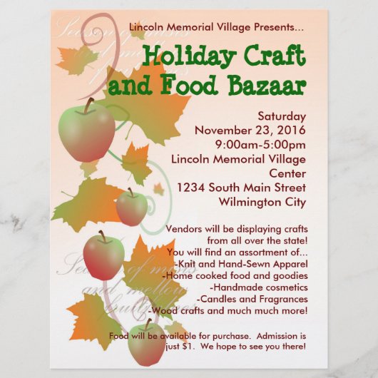 Autumn Harvest Holiday Craft Bazaar Flyer (Voorkant)