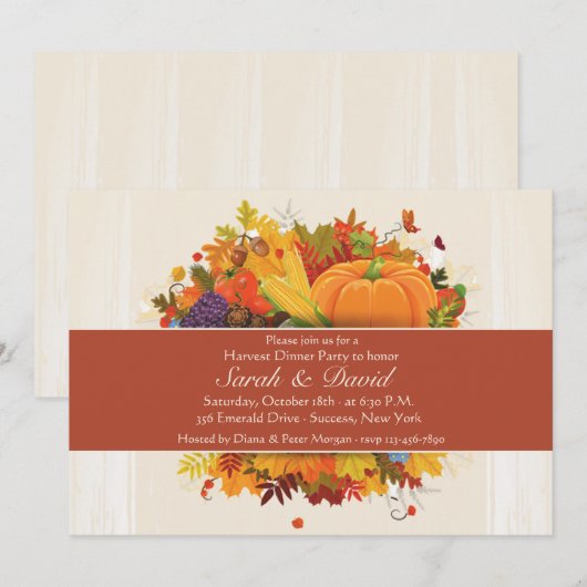 Autumn Harvest Invitation Kaart (Voorkant / Achterkant)
