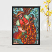 Autumn Harvest Mermaid Kaart (Gele Bloem)