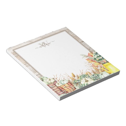 Autumn Harvest Monogrammed Notepad Notitieblok (Schuin)