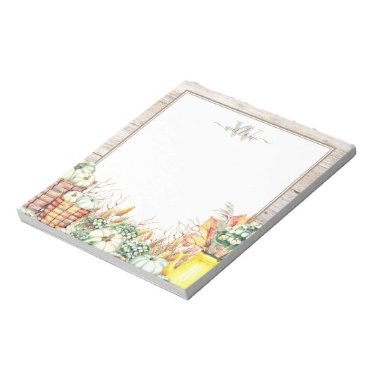 Autumn Harvest Monogrammed Notepad Notitieblok (Linkerzijde)
