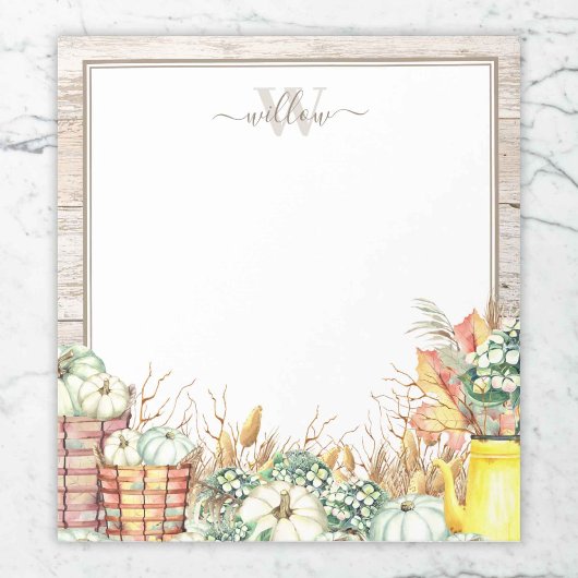Autumn Harvest Monogrammed Notepad Notitieblok