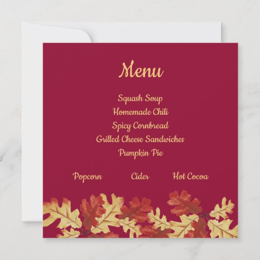 Autumn Harvest Open House Kaart (Achterkant)