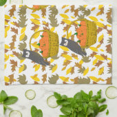 Autumn Harvest Owl & Pumpkin Kitchen Towel Theedoek (Gevouwen)