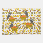 Autumn Harvest Owl & Pumpkin Kitchen Towel Theedoek (Horizontaal)