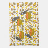 Autumn Harvest Owl & Pumpkin Kitchen Towel Theedoek (Verticaal)