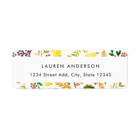 Autumn Harvest Personalized Return Address Etiket (Voorkant)
